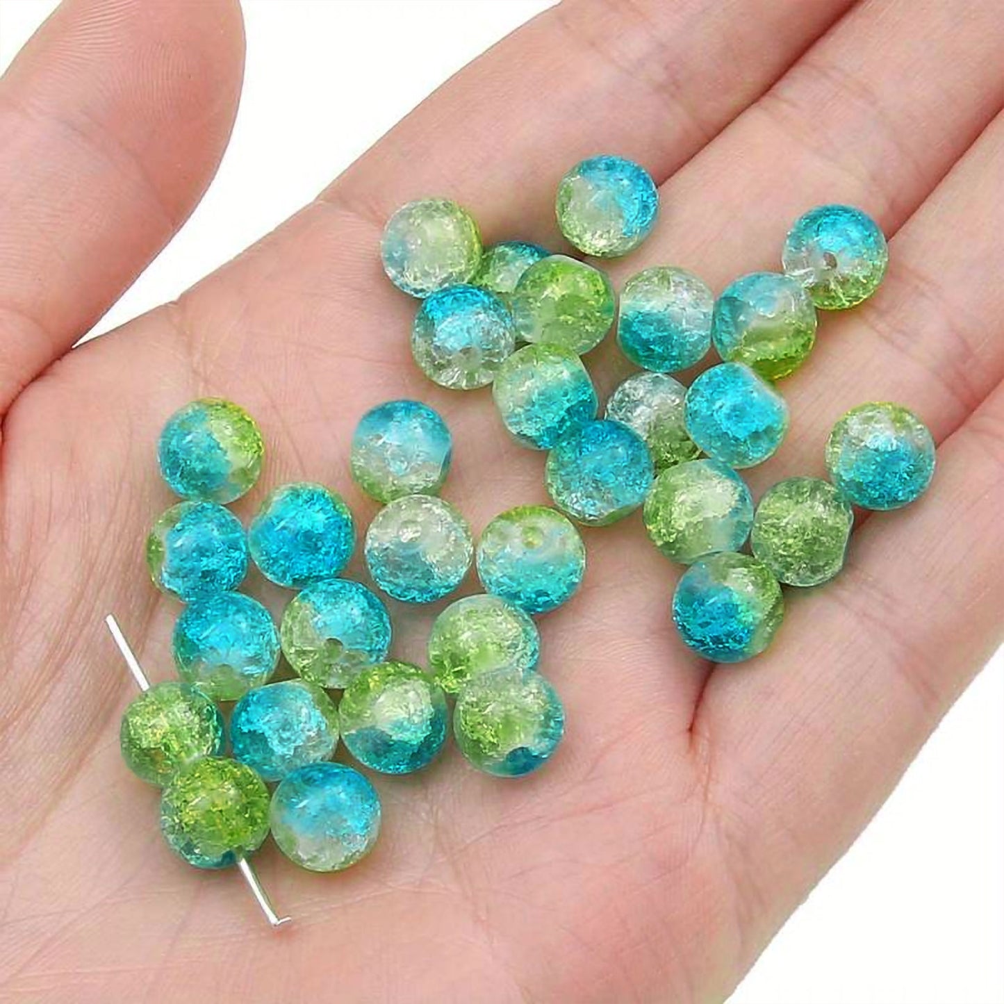 Crackle Crystal Glass Beads 8mm