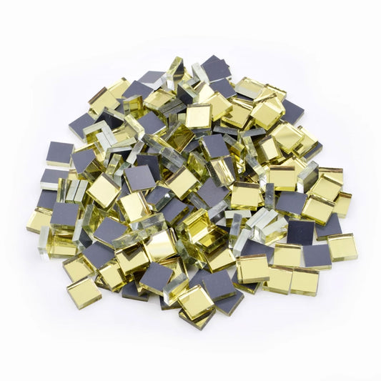 Gold Square Glass Pieces for Crafts & Lippan Art