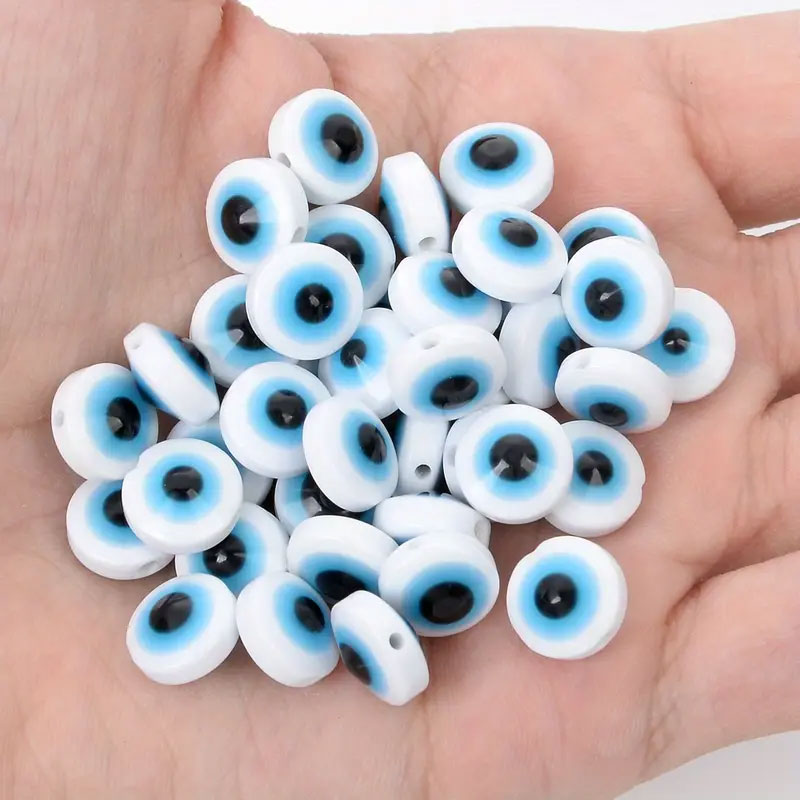 Evil Eye Acrylic Flat Beads - Set of 25 Pcs