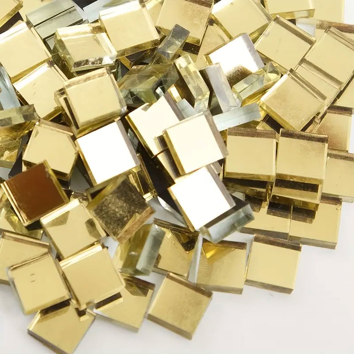 Gold Square Glass Pieces for Crafts & Lippan Art