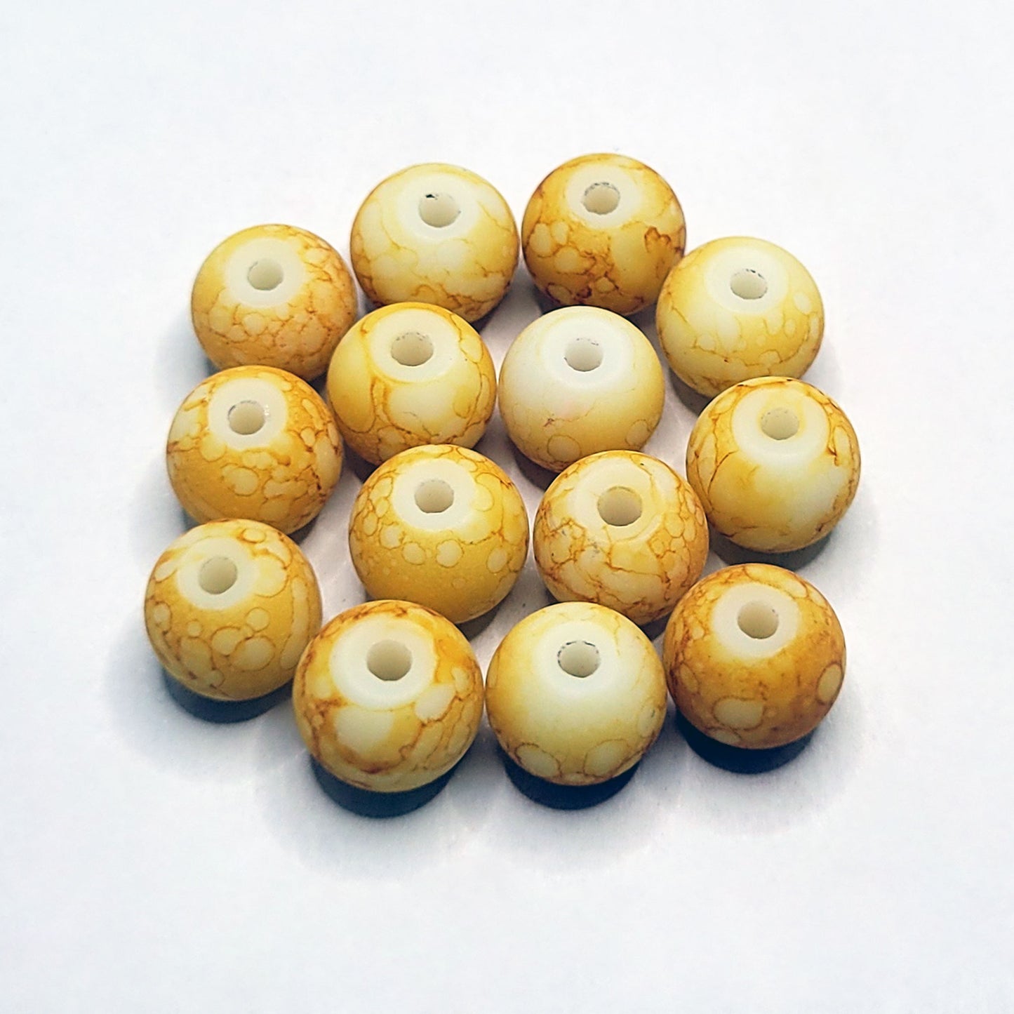 Marble Glass Matte Beads 8mm - 35 Beads